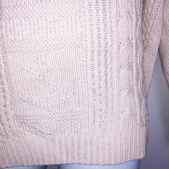 Chaps Mens L Sweater Beige Cable Knit Anchors Long Sleeve Crew Neck New - Picture 6 of 10